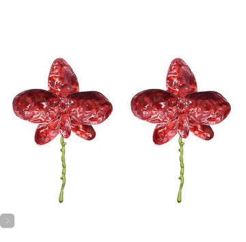 White  Alloy painted leaf flower stud earrings